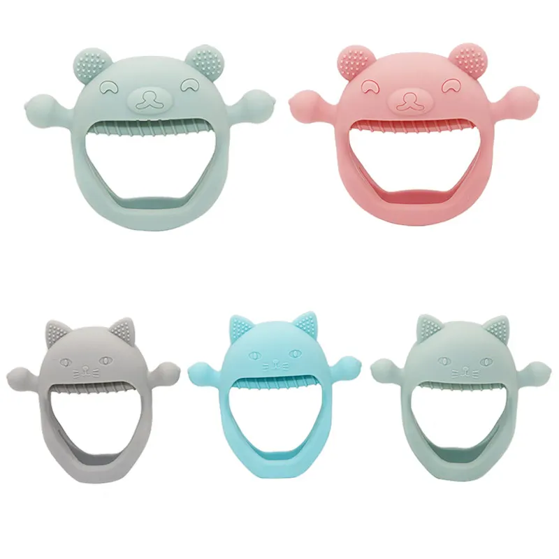 BPA-Free Custom Logo Chewable Bear Unisex Soft Silicone GloveTeether Toy  Funny Baby Teething Toys Silicone Teether