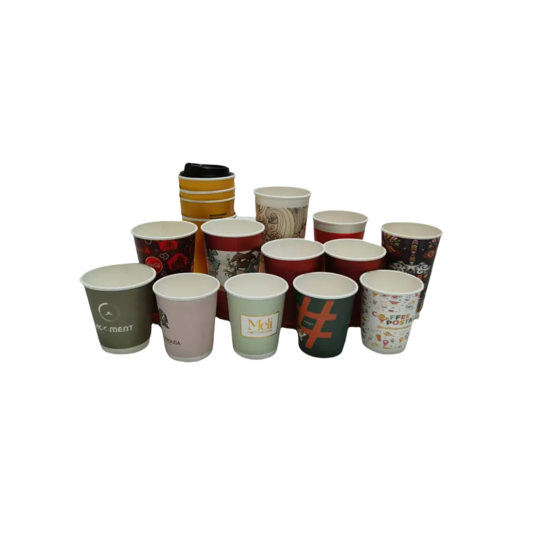 Customized Logo Printed High Quantity Double Wall Disposable Cup Hot Tea Cold Coffee Paper Cups With Lids