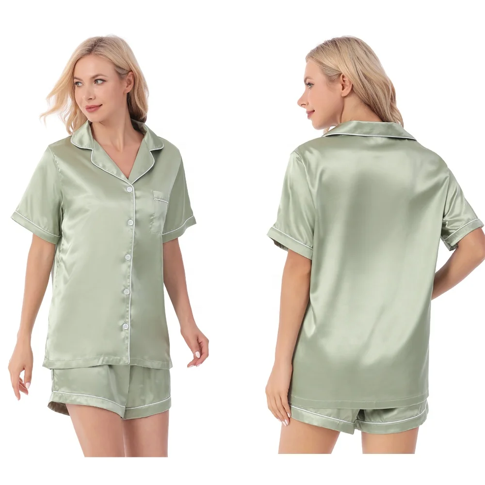 Multiple Colors High Quality Satin Silk Women Pajamas