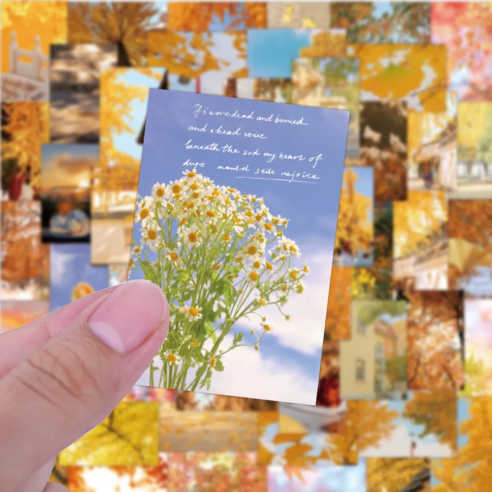 60 pcs Autumn yellow ginkgo maple leaves fall scenery sticker suitable for notebook water cup guitar graffiti decoration sticker