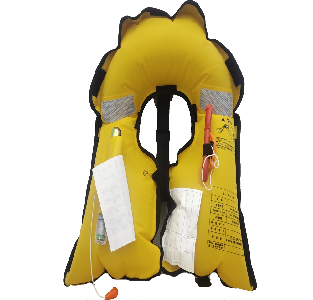 Eyson Customized Logo Inflatable Life Jacket Adjustable Fishing 150N Life Vest Adult Coast Guard Jacket