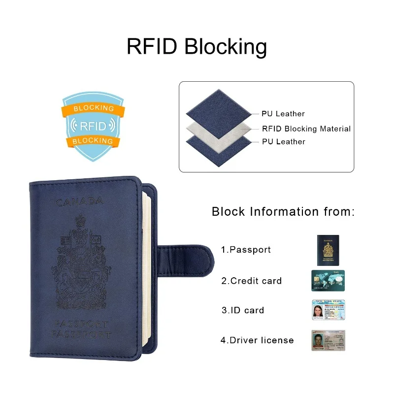 Factory wholesale rfid canadian passport holder cover pu leather canada