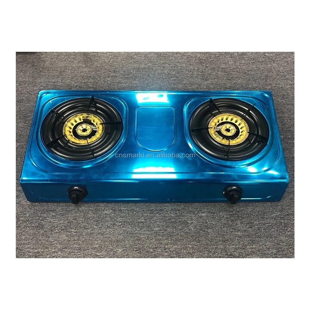 Настольная газовая плита из нержавеющей стали с 2 горелками, латунная газовая плита в виде ВОК