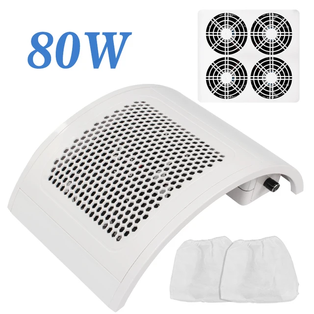 Powerful Nail Suction Dust Collector Low Noisy 4 Fans Strong Nail Vacuum Cleaner with 2 Dust Collecting Bag Nail Art Equipment