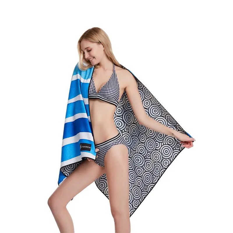 Лидер продаж, пляжное полотенце из микрофибры в полоску, мягкое пляжное полотенце, женский дизайн