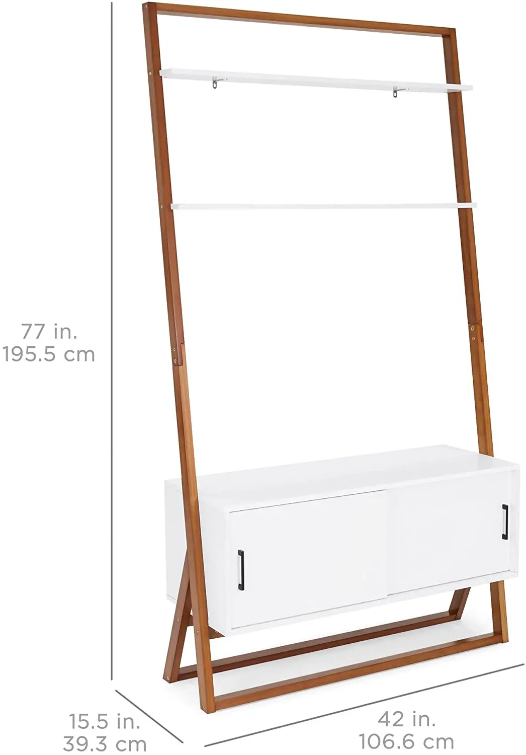 
Combohome Wooden Modern Ladder Shelf TV Stand Entertainment Center Console Sliding Door Storage Cabinet 