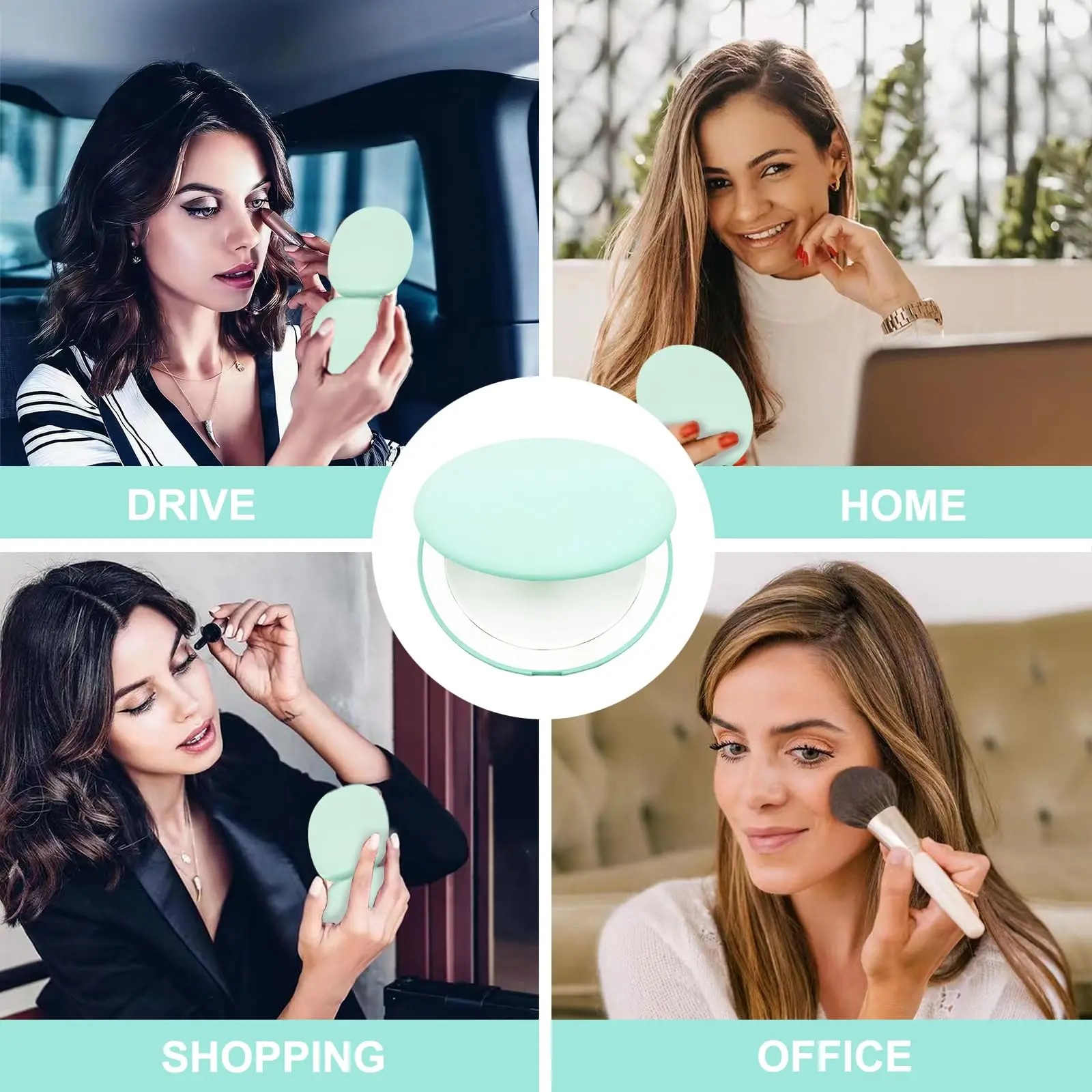 Magnifying Compact Mirror LED Lighted Travel Makeup Mirror 1x/10x Magnification Portable Small Hand held Makeup Pocket Mirror