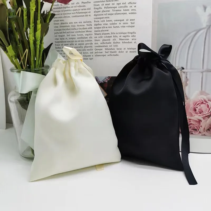 eco friendly wholesale satin drawstring bag wig eye mask jewelry satin storage dust bag pouch