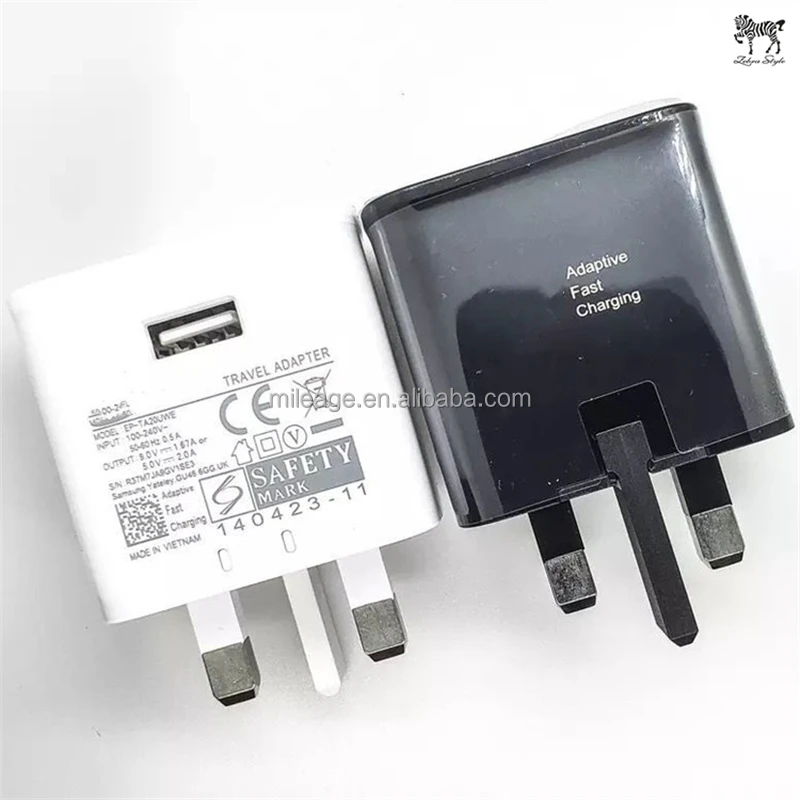 Original For Samsung Galaxy S7 S8 UK Adaptive Fast Charger 9V/1.67A 3 pin UK Usb Wall Charger