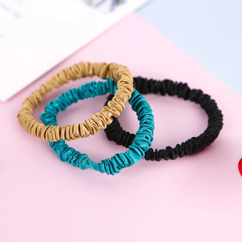 Designer 2022 Popular Color 100% Pure Silk For Hair Care Kids Girl 22MM Silk Hair Scrunchies