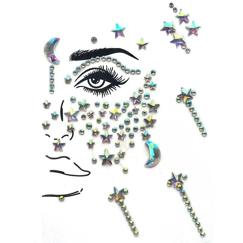 Newest 12 Styles Special Design Party Joy Tear Eye Sticker Glitter Adhesive Rhinestone Sticker Forehead Face Gems Sticker