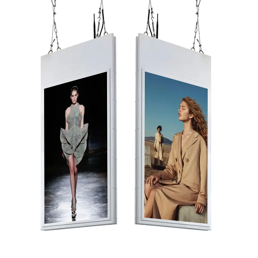 43 дюймов реклама витрины с двойным экраном из нержавеющей стали односторонний светодиодный для магазина