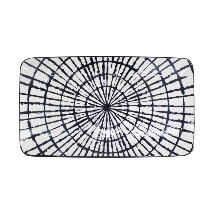 Ceramics 11.25 inch Striped black collection Dinner Plate soup Dish for Restaurant rice plate