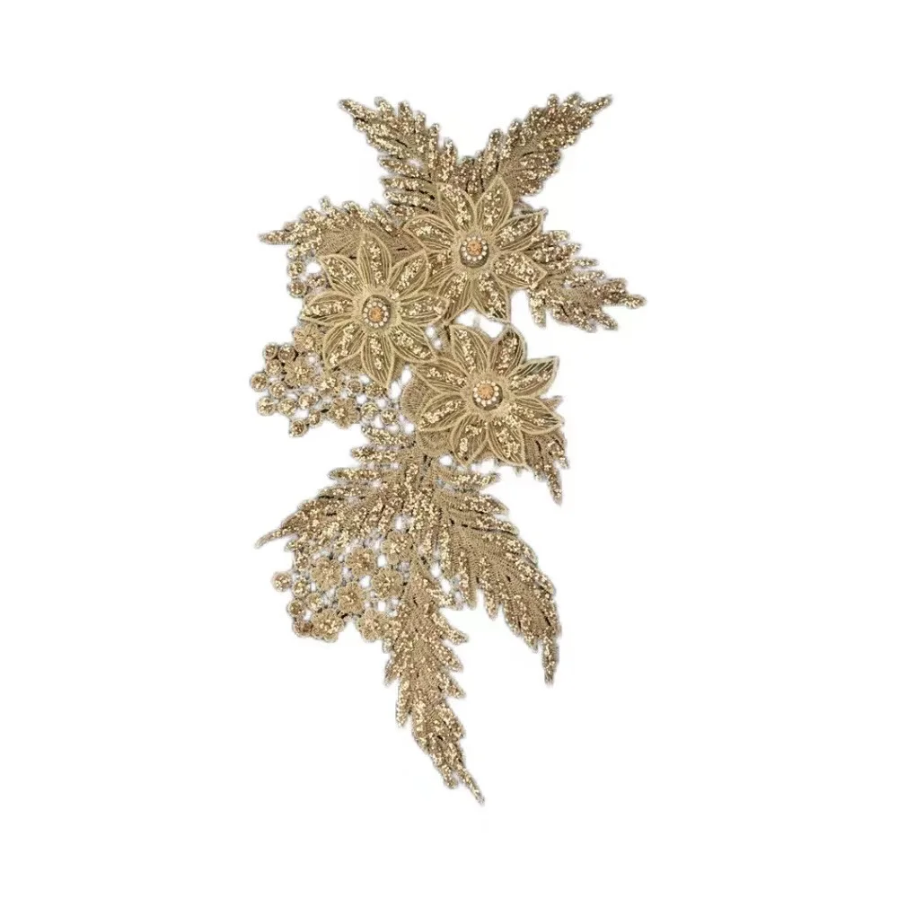 Multicolor Beaded Three-dimensional Flowers Sequined Rhinestone Cloth Stickers Decals Diy Collar Corsage Decoration