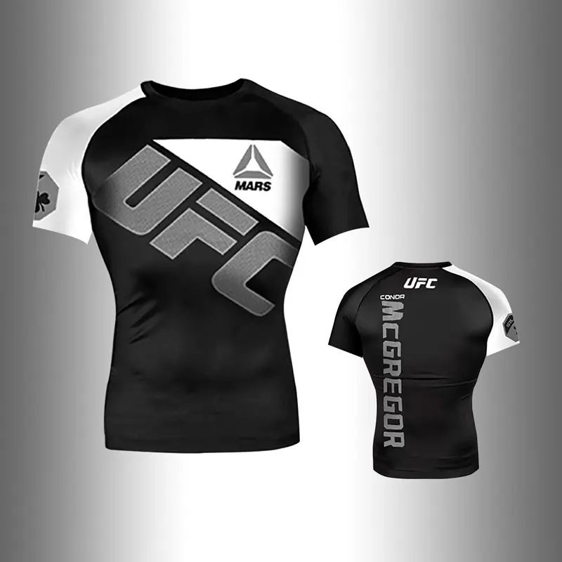 Premium Materials Sports Jiu Jitus Bjj Quick Dry Mens Boxing Set Combat Training Printing T-Shirt