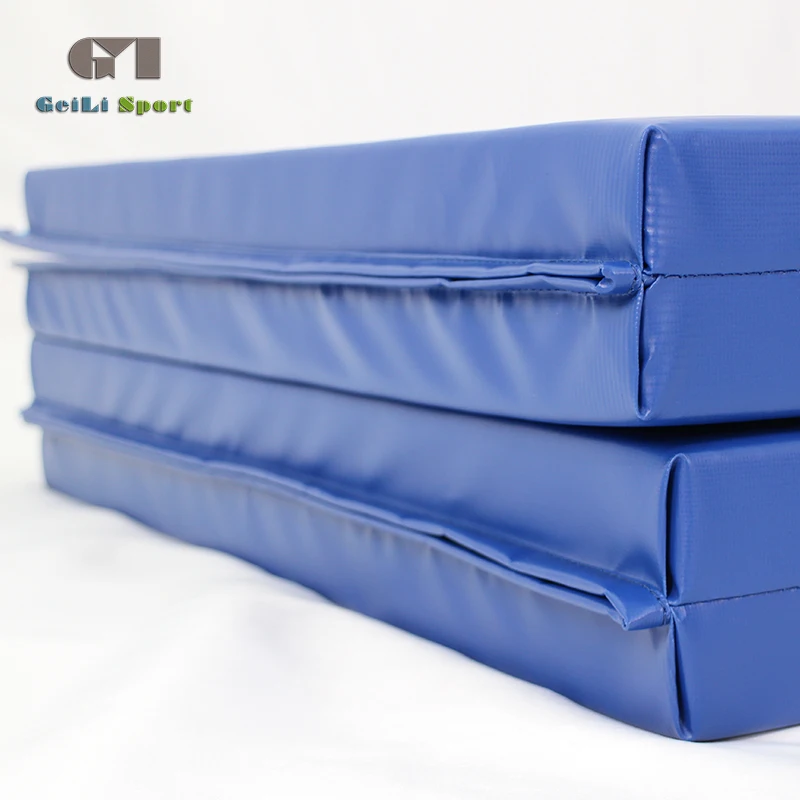 Hot sale eco-friendly four folding school gym cheer blue fitness equipment mat