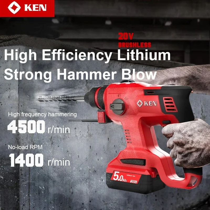 Lithium Battery 1250W Motor Electric Hammer Drill Perforator Rechargeable Cordless Rotary Hammer Impact Drill