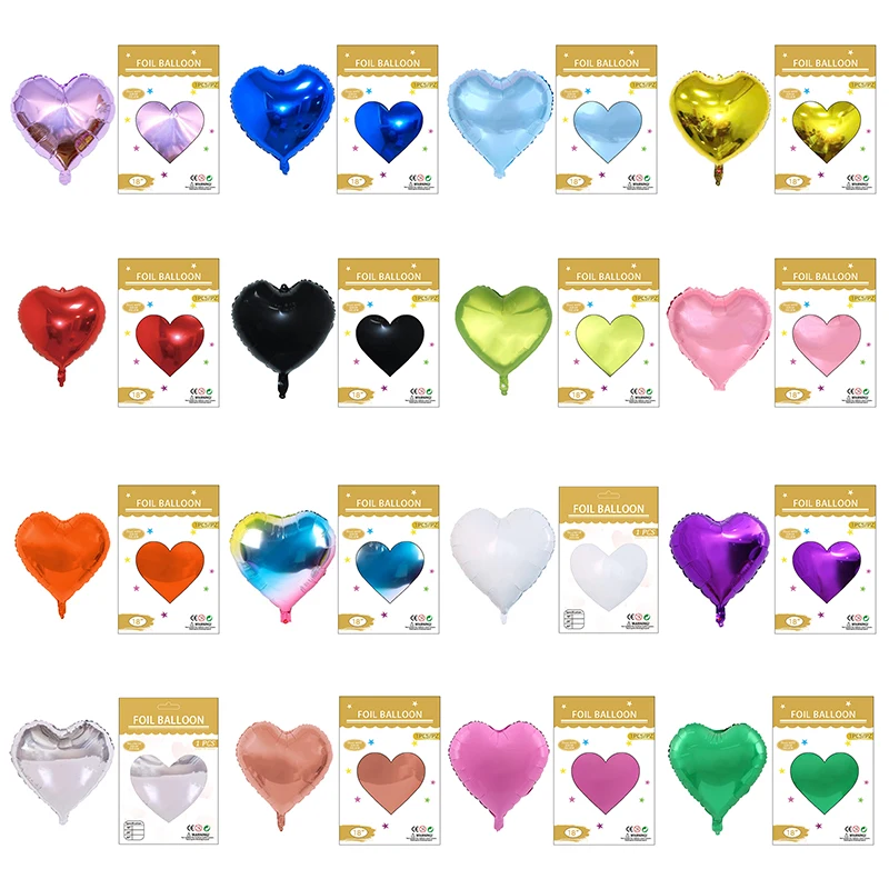 Individual package 18inch heart foil balloon Birthday wedding party decorate Single card packing Aluminum foil balloon wholesale
