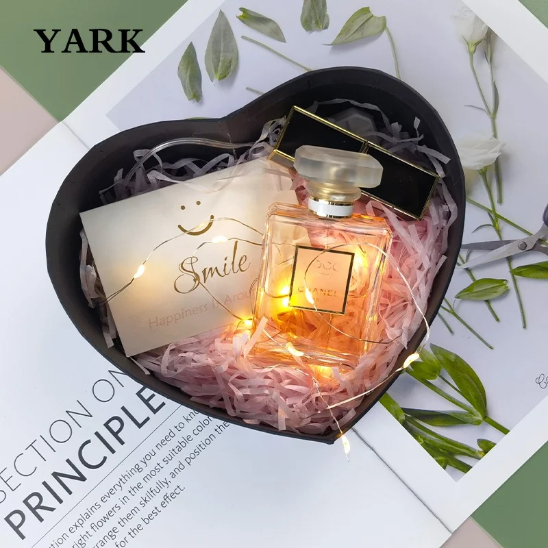 Custom heart shaped gift boxes double open door cosmetic packaging box high set festival ribbon packaging