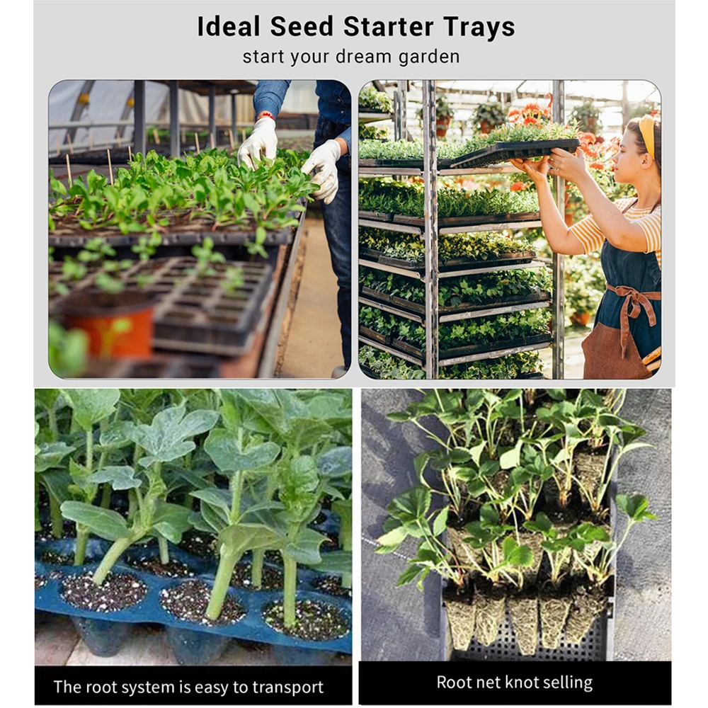 32 50 70 100 128 Holes Cell Starter Tray Mirogreen Farms Gardening Germination Seedling Trays With Drain Holes Reusable