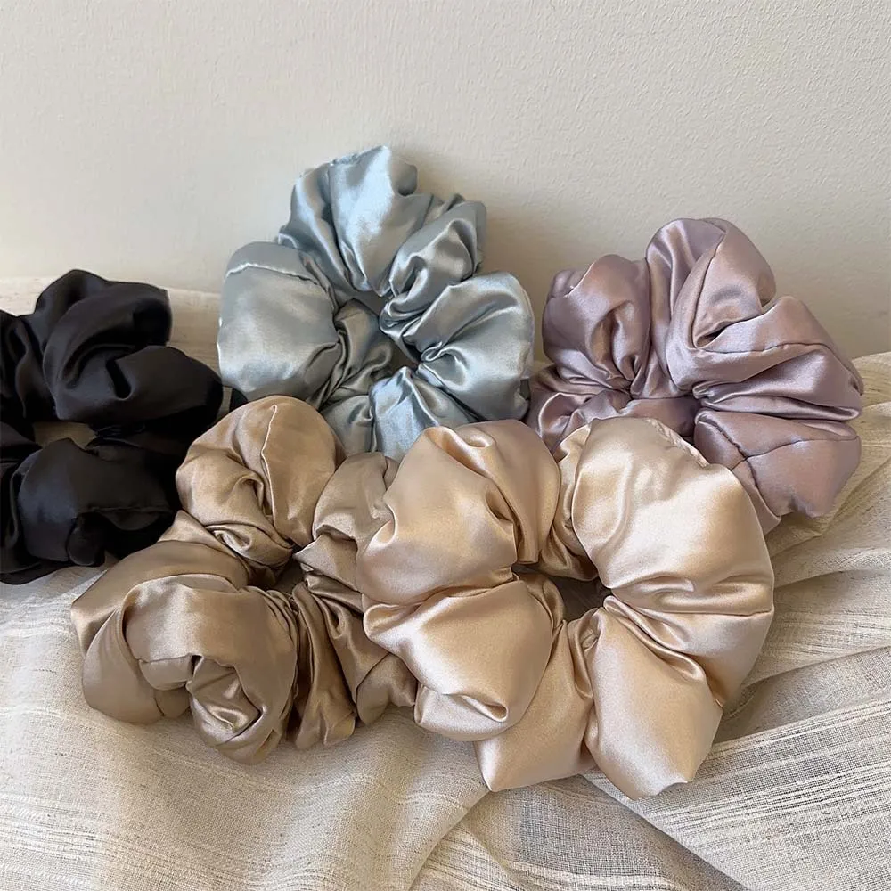 Fashion Women Accessories Girls Solid Color Elastic Hairband Soft Satin Hair Tie Hair Rope Ponytail Holder Pillow scrunchies
