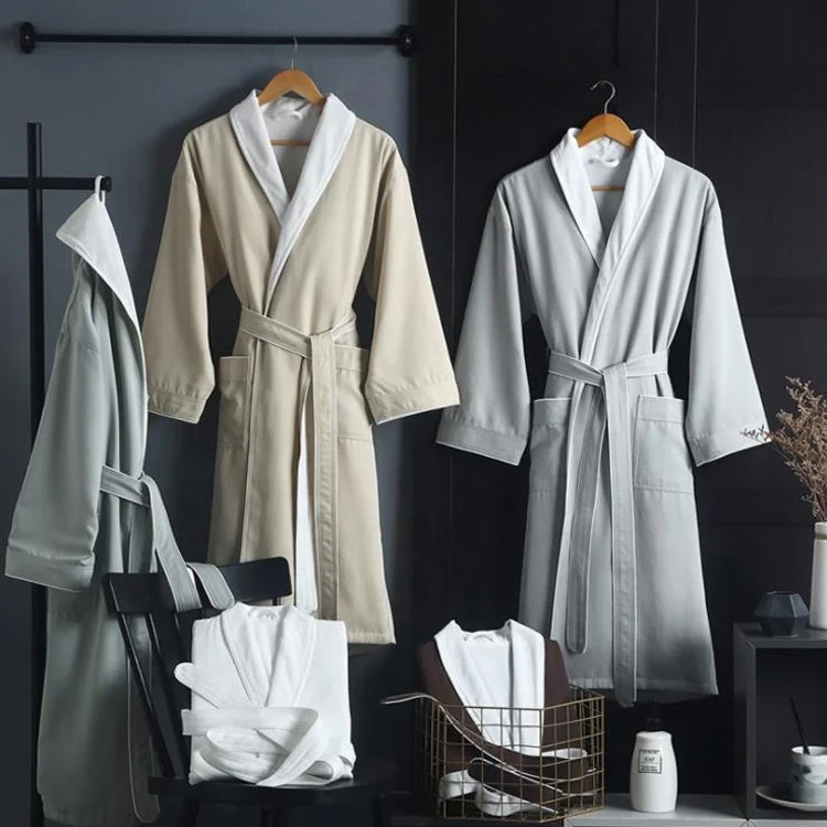 New Custom Guest Room Bathrobe Fabric 100% Cotton Terry Cloth Bathrobe Hotel Linen Bathrobe Women