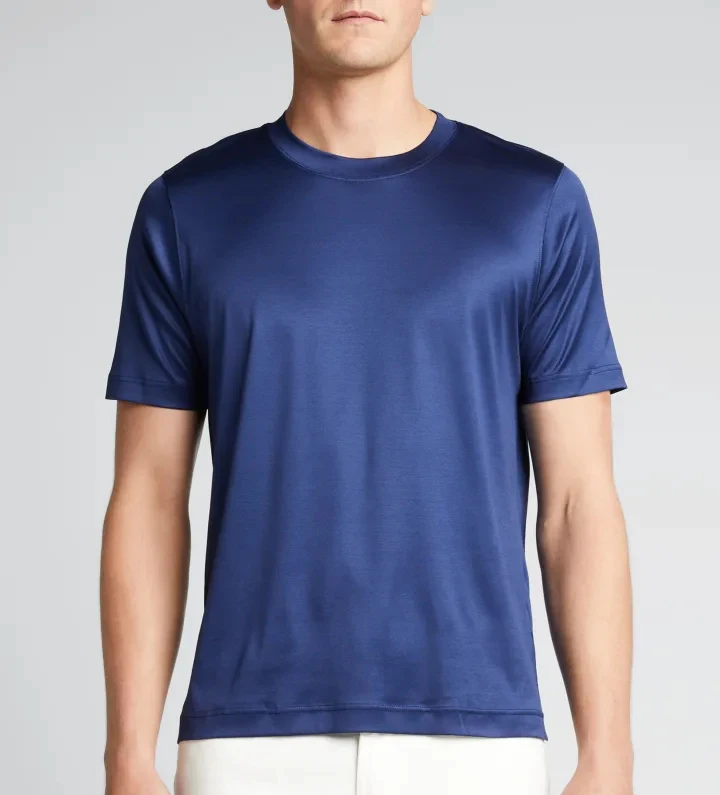 Men crew neck single stitch regular fit custom logo blank mercerized cotton t-shirt