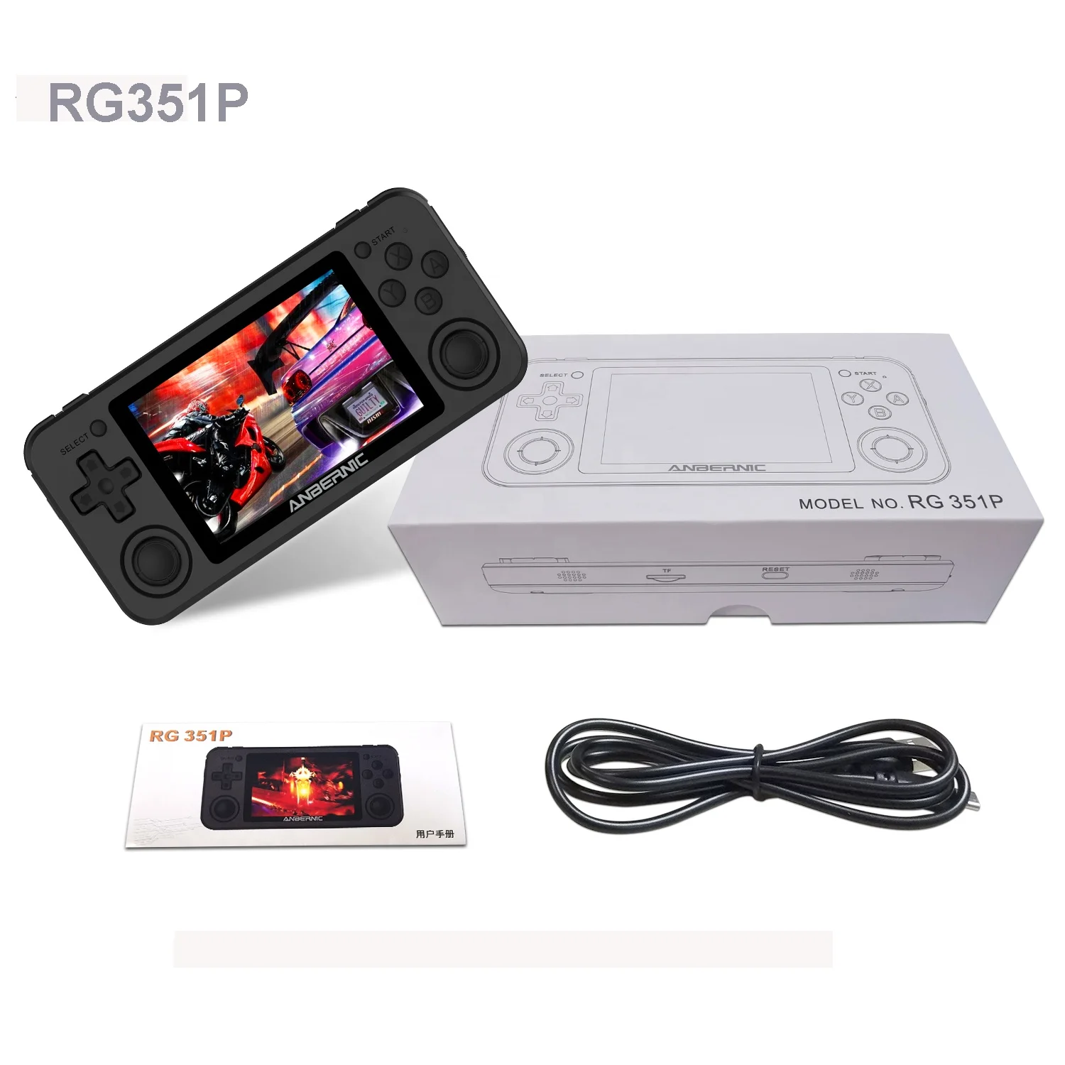 wholesale rg351p portable retro game console emulator handheld games players 3.5inch IPS screen for ps1/n64