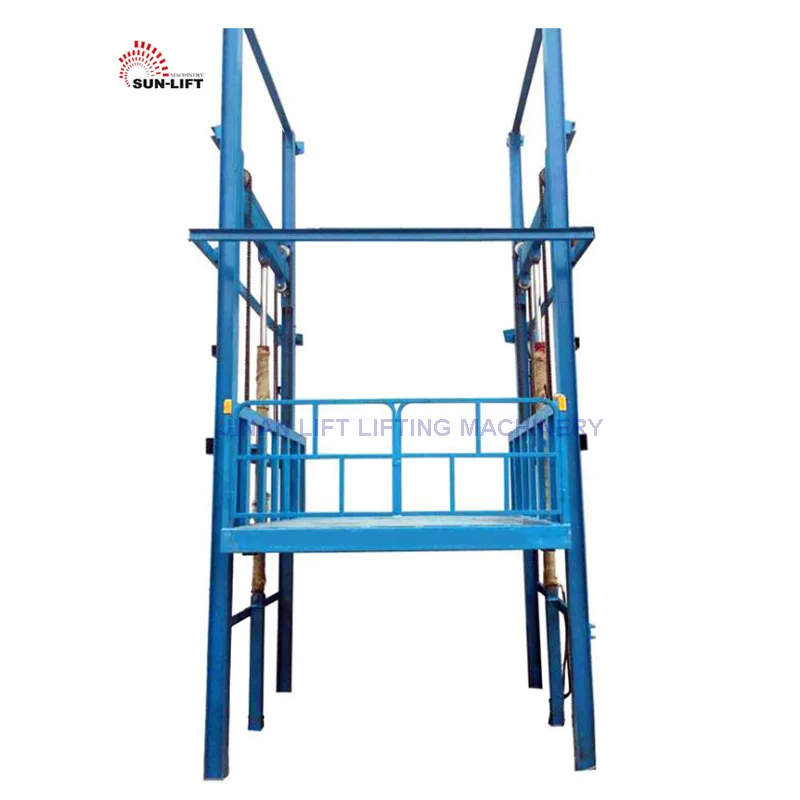 Wall mounted chain industrial goods lift for warehouse warehouse hydraulic guide rail elevator with CE