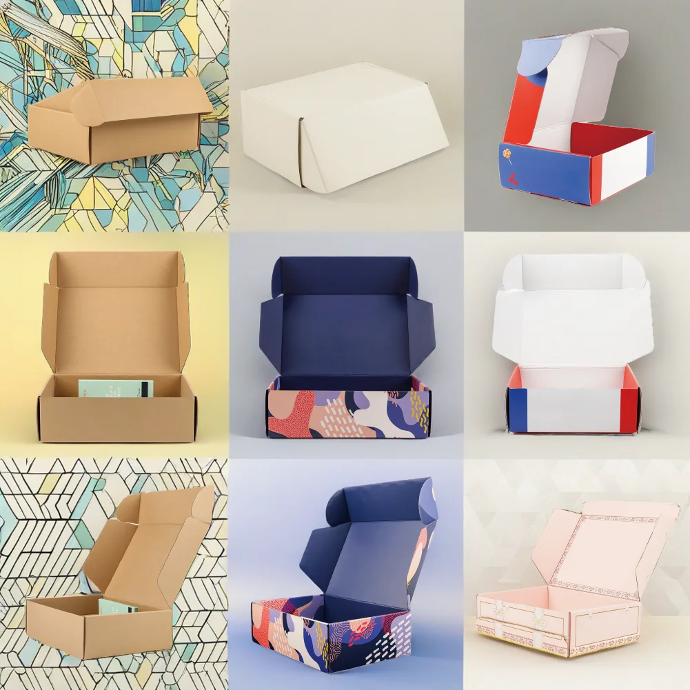 Unique Color Clothing Packaging Printing Foldable Recycled Brown Corrugated Mailer Shipping Boxes Custom Logo