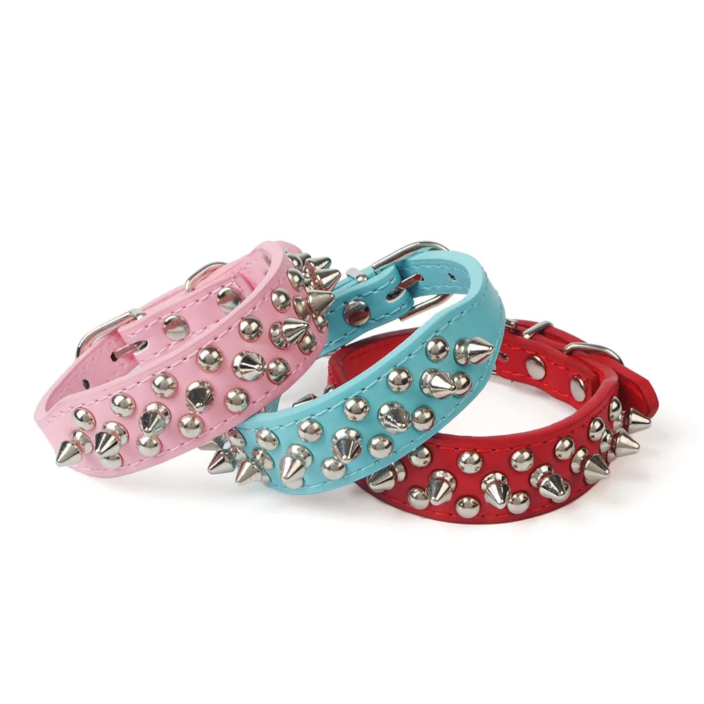 Amazon hot sale PU leather dog collar customized rivet collar for pet dog