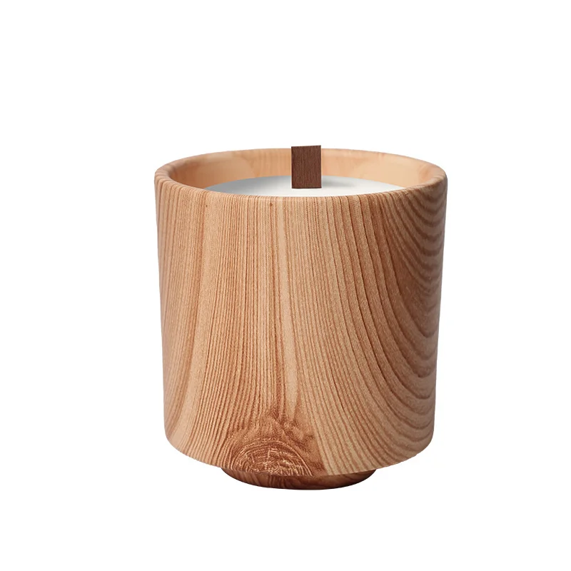 C&H High Quality Candle Vessels Empty Novelty Ceramic Vessel with Wood Patterns for Candle Making