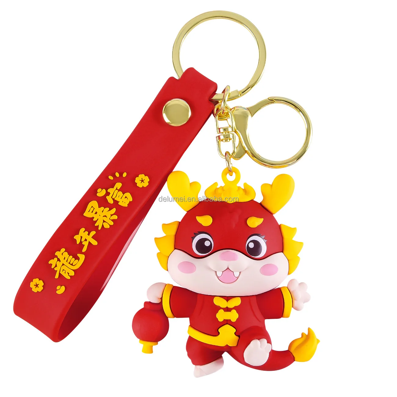 2024 Chinese Zodiac Loong Dragon Soft Rubber Creative Keyring lanyard Bags Car Accessories PVC 3D Cartoon Loong Keychain