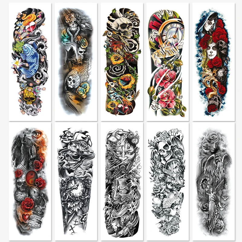 Hot Sale Large Size Waterproof Arm Tatoo Stickers Full Sleeve Long Lasting Fake Body Temporary Tattoos For Men