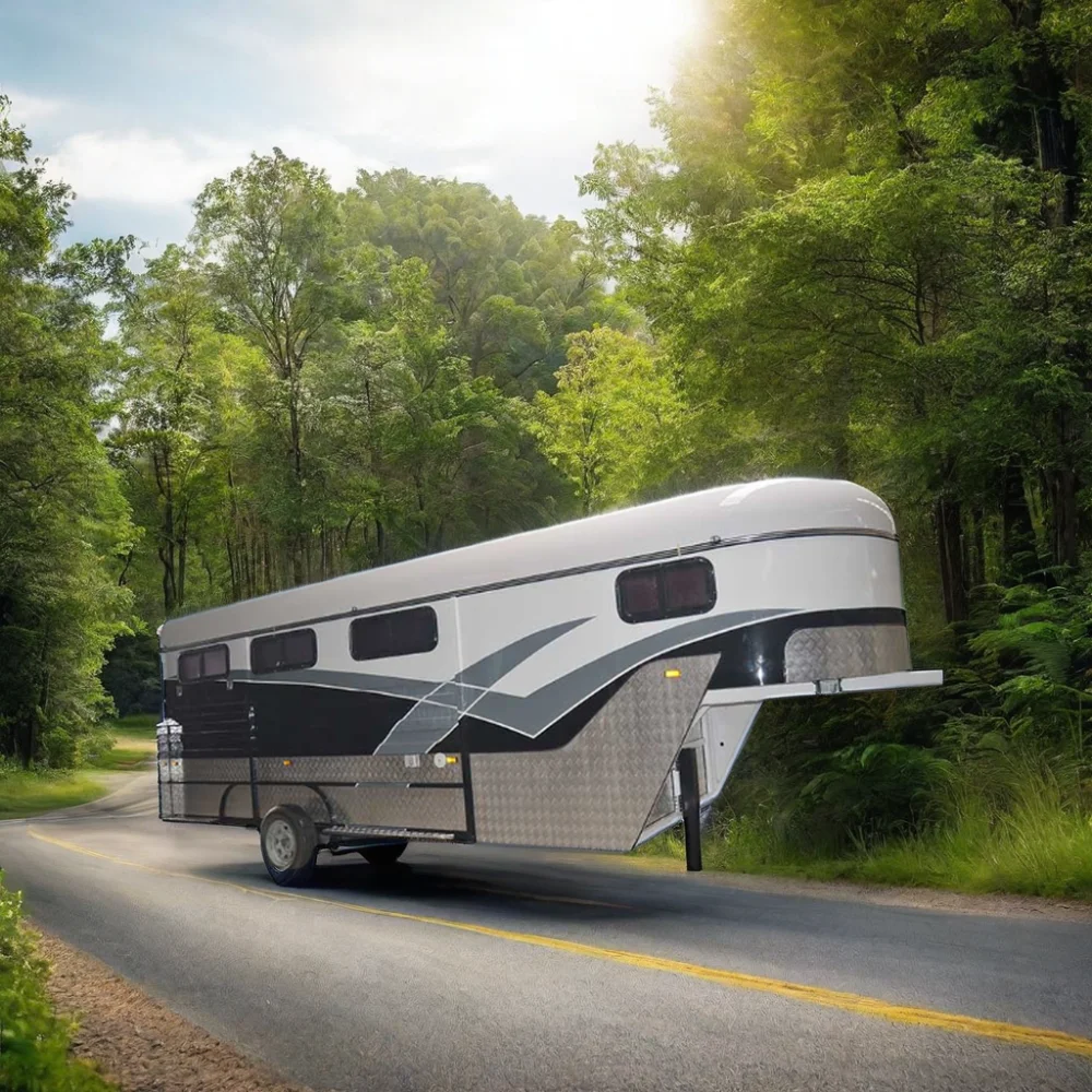 Large Space Horse Trailer With Accomodation Box Gooseneck Floats With Sofa