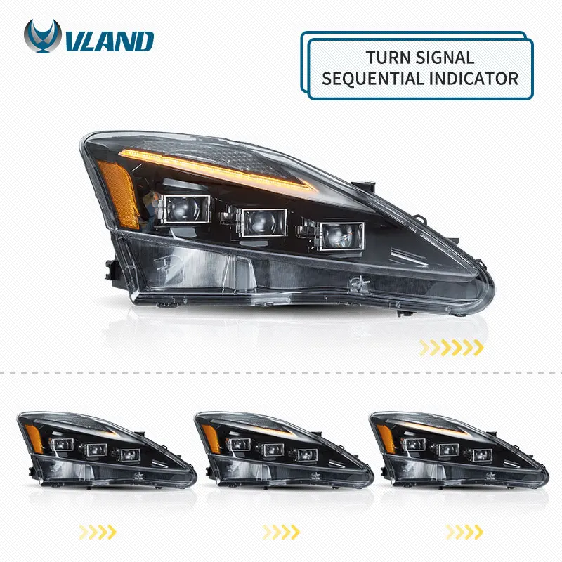 VLAND New style Front Light LED Headlight Sequential 2006-2012 For Lexus IS250 IS350 ISF IS300