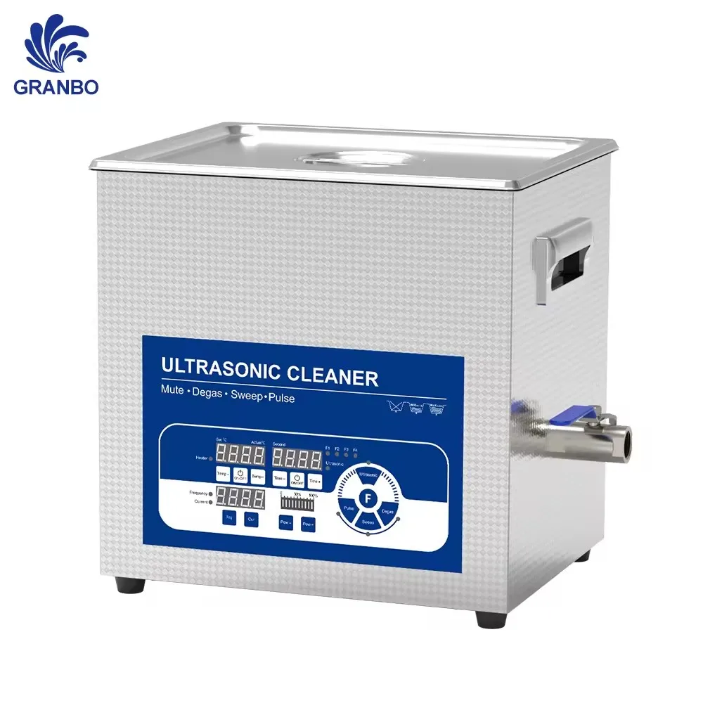 GRANBO 28/40/68/120Khz 10L Lab Ultrasonic Cleaner Machine with Mute Sweep Pulse Degas Timer Heater Power Function Washing Bath