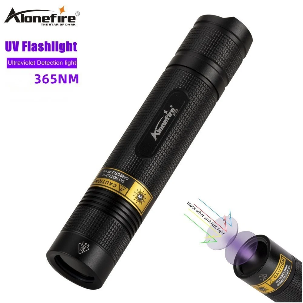 Ультрафиолетовый светодиодный фонарик Alonefire SV006 высокой мощности 10 Вт фонарь 365 нм черный для обнаружения руды пятен животных денег скорпионов