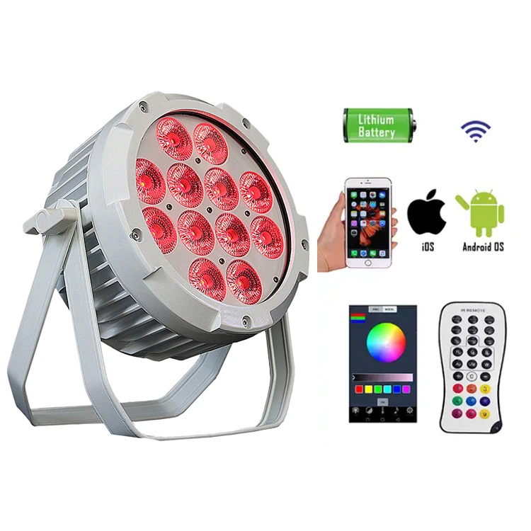 Аккумулятор 12x15 Вт Rgbw 4 в 1 водонепроницаемый беспроводной светодиодный светильник для наружных проектов