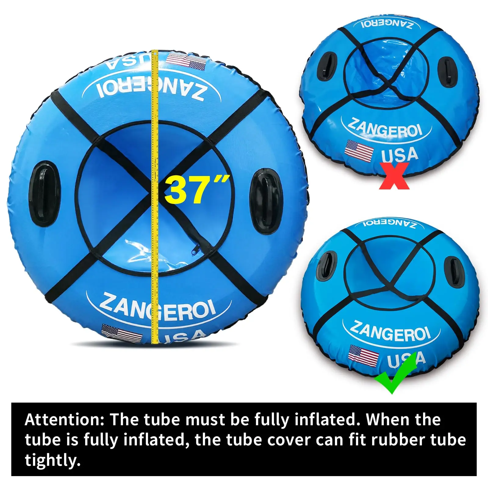 Heavy Duty Snow Tube for Sledding Snow Sled Sledding Tube Inflatable Snow Tube for Towable Rubber   Winter Sports Fun