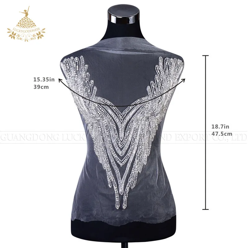 DRA-168 Fashion luxury silver embellishments crystal rhinestone bodice patches designs for clothes