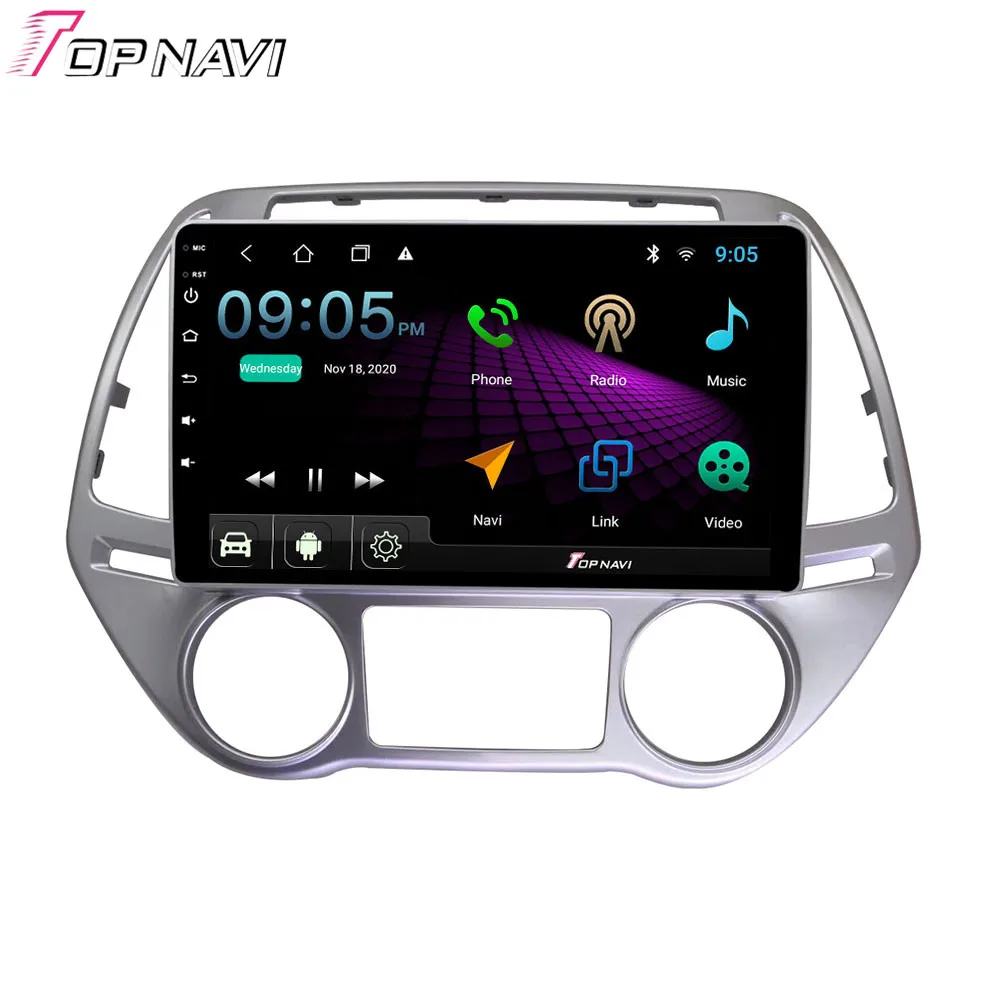 Автомобильный DVD-плеер Topnavi Single Din 9 дюймов 6 + 128 ГБ Авторадио стерео GPS-навигация для HYUNDAI I20 2008-2014 авто