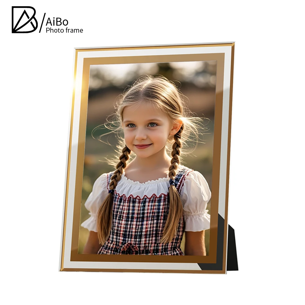 Aibo glass picture frame5x7 8x10 A3 A4 customized Crystal glass Certificate Photo Frame for tabletop Mirror Gift Home Decoration