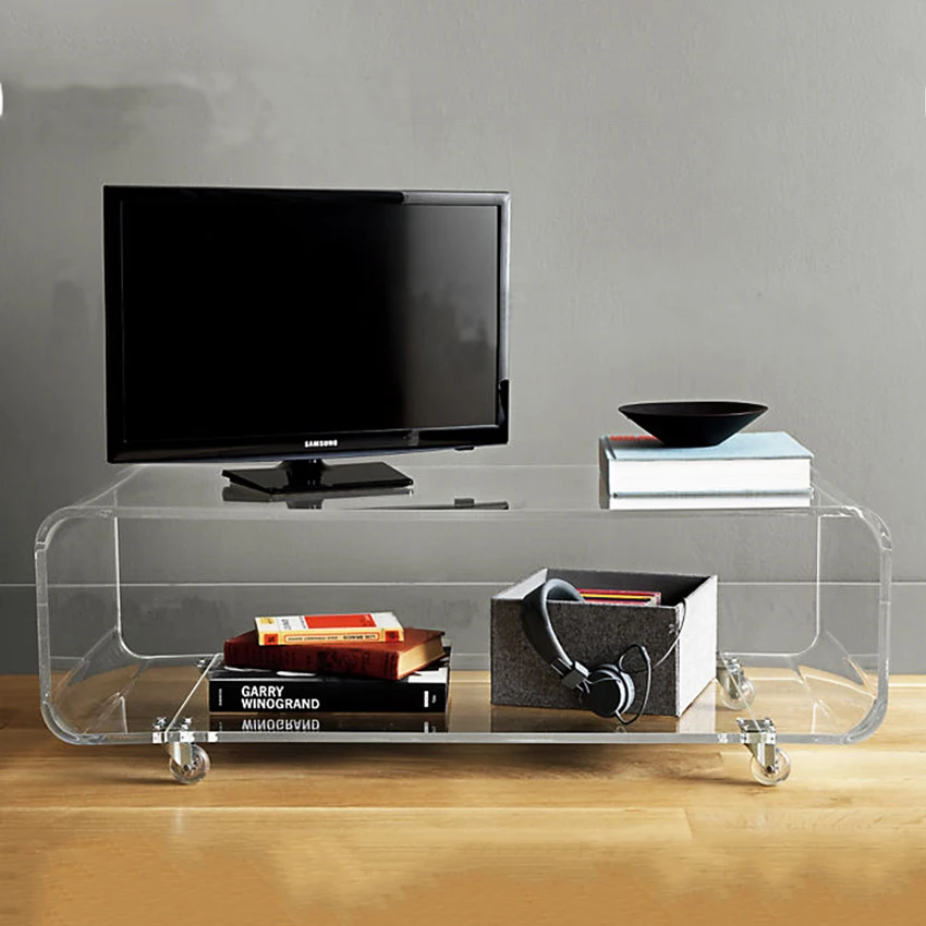 Modern Style Tv Cabinet Living Room Simple Acrylic Floor 2 Floors Mobile Cabinet Household Small Tv Cabinet