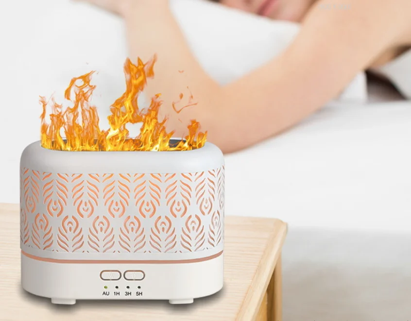 RGB 7 Color Led Change Aromatherapy Flame Diffuser Metal 200ML White Color Essential Oils Diffuser