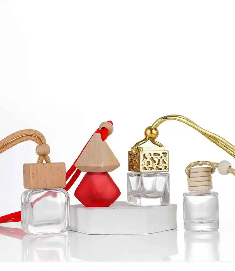 2022 Empty 8ml Car perfume Air Freshener Bottle Glass Screen Printing auto perfume Custom Cork Wooden Customized free sample