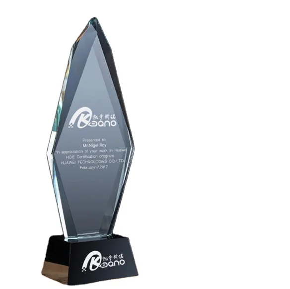 New custom crystal trophy crafts wholesale crystal shield trophy sublimation blank crystal