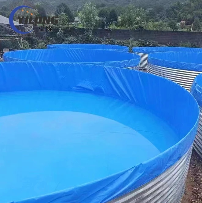recirculating system commercial galvanized steel round biofloc fish pond portable fish aquaculture equipment