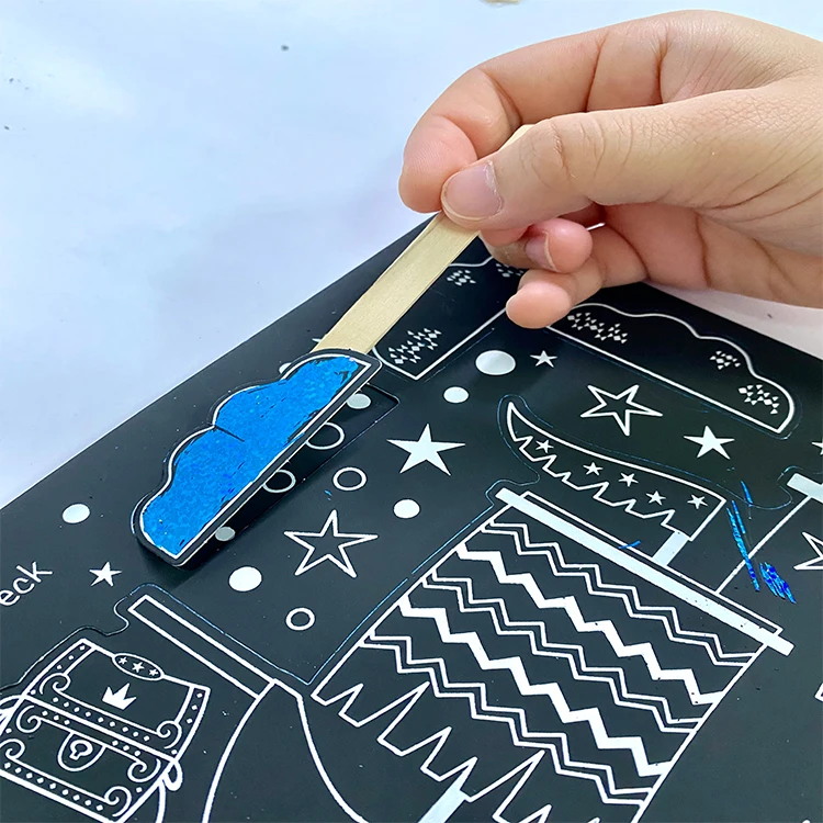 Custom Creative Children DIY Rainbow Color Painting Magic Scratch off Book