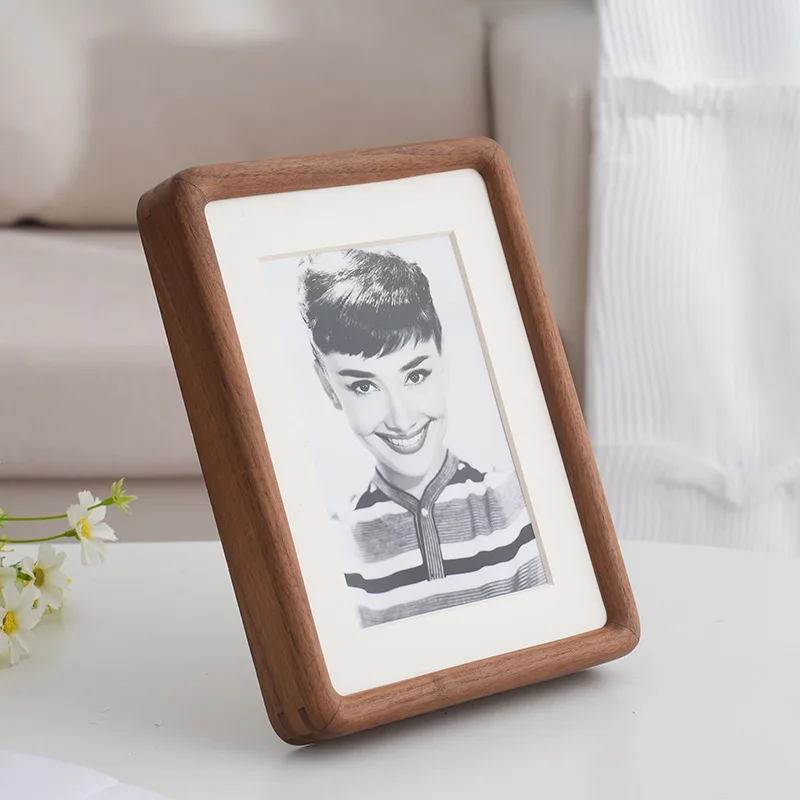 Factory Hot Sale wholesale High Quality Novel Design Solid Wood  Craft Frame Black Walnut Photo Frame Decorative Swing Table
